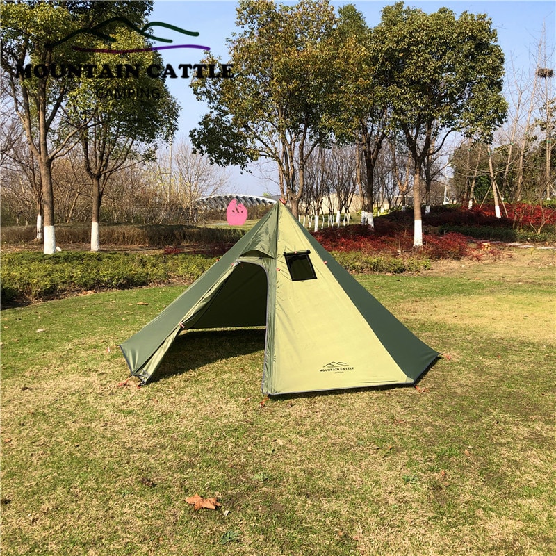 Cheap Goat Tents Ultralight Camping Pyramid Tent 3 4 Person 210T Large Rodless Teepee Tents for Family Team Outdoor Backpacking Camping Hiking Tents 